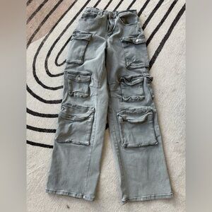 Fashion Nova Gray Cargo Jeans